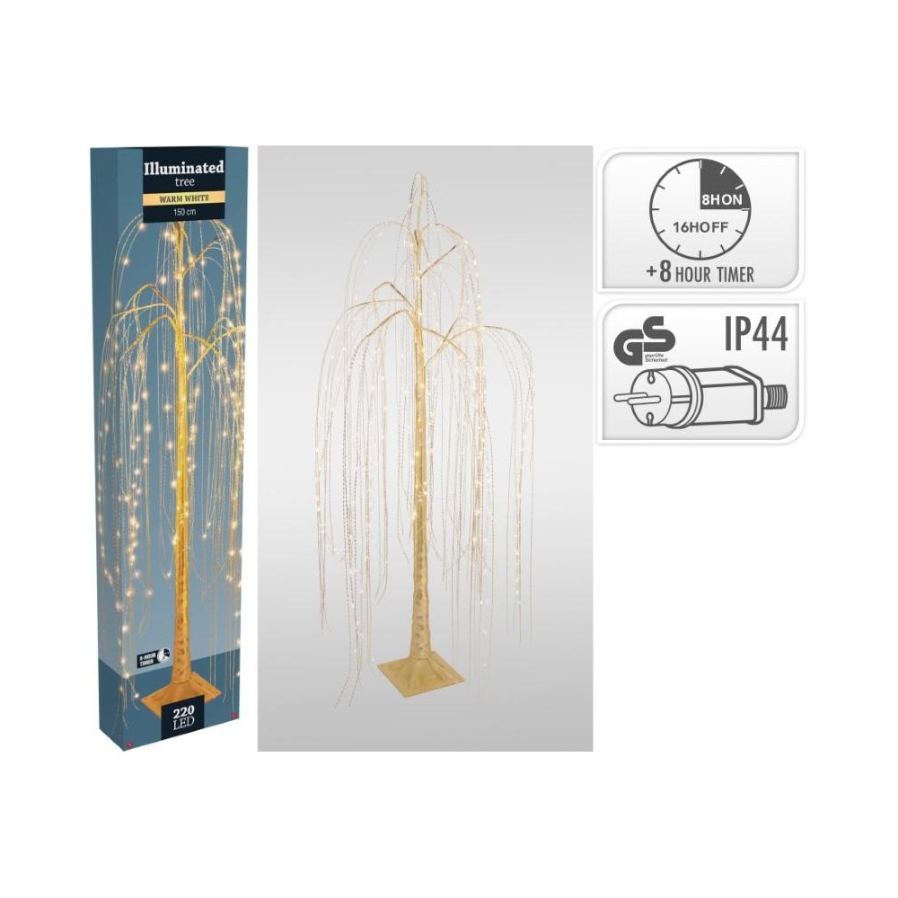 ALBERO SALICE 220 LED ORO L.150
